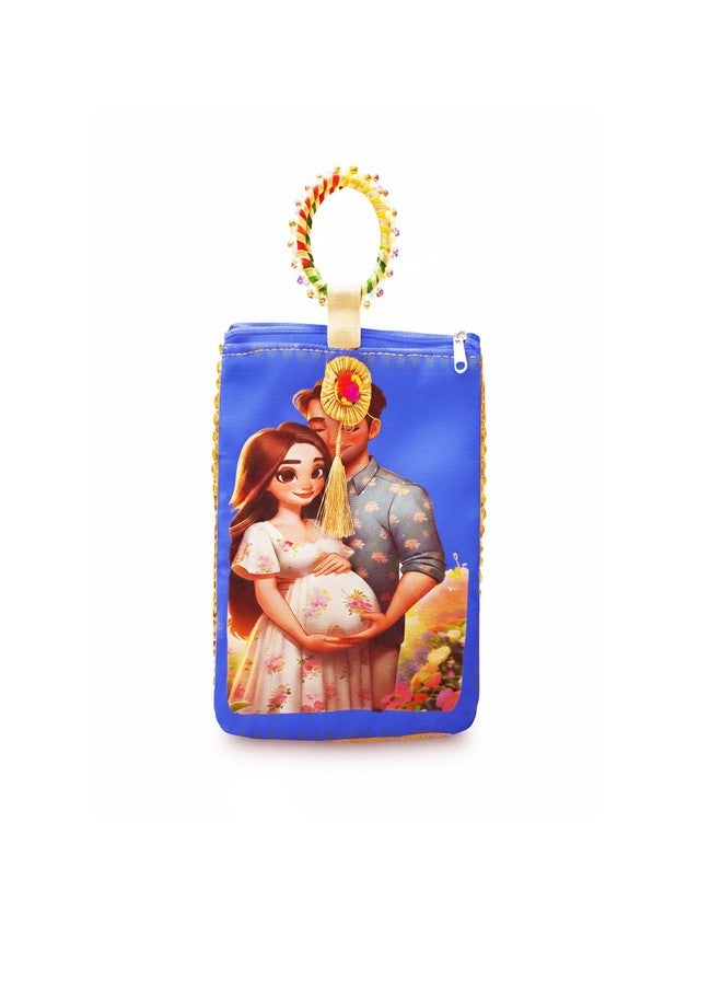 TAVASYA Traditional Potli Gift Bags with Zip & Bangle Handle - Pack of 10 - Baby Shower Design| Return Gift Bags for Weddings, Pooja, Baby Shower, Housewarming, Festivals & Functions - Image 3